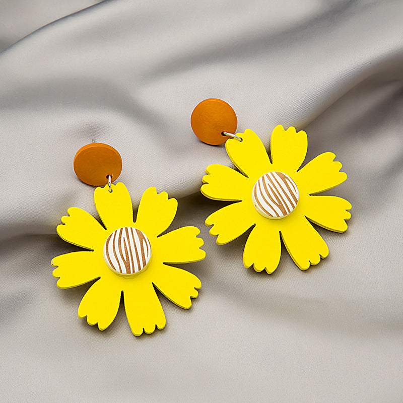 Pendientes de flores de color de contraste al por mayor de contraste